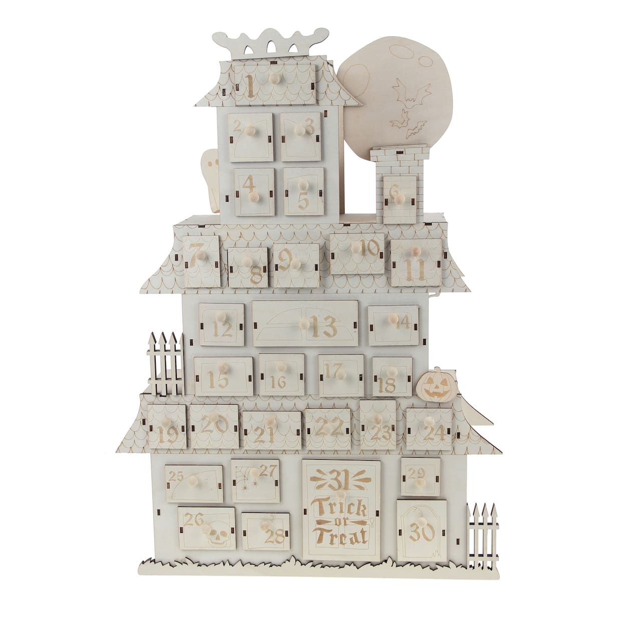 Décoration en bois pour compte à rebours d'Halloween, maison hantée à faire soi-même, 53 cm, par Make Market